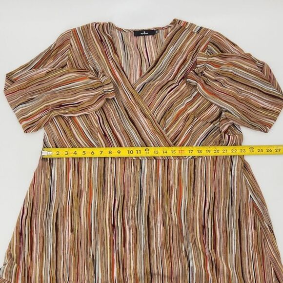 Agnes Orinda Dress Plus Size 3X Colorful Stripes Ruffle Boho Office Work Career - Picture 7 of 9